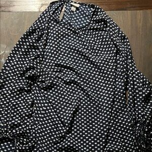 Ava & Viv Navy and White Polka Dot Long Sleeve Top